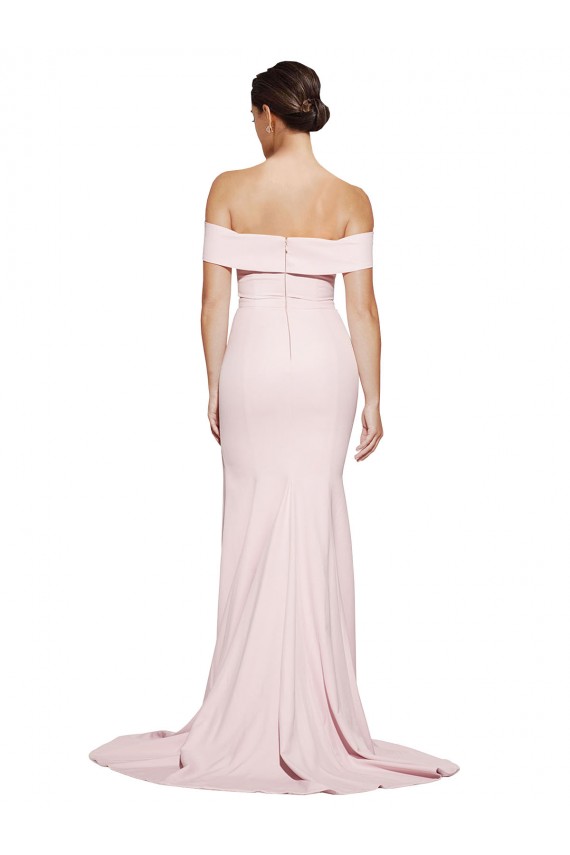 Affordable Sleeveless Square Neck Stretch Crepe Pink Sweep Train Prom Dress Canada