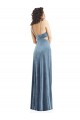 Affordable Sleeveless Square Neck Stretch Velvet Dusty Blue Long Prom Dress Canada