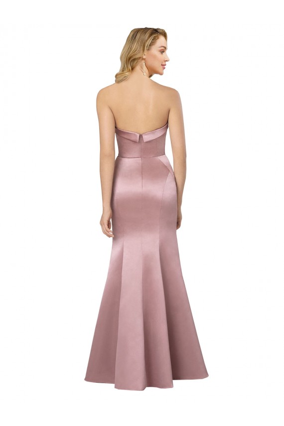 Affordable Sleeveless Strapless Satin Light Sky Blue Long Prom Dress Canada