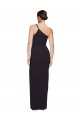 Affordable Sleeveless One Shoulder Stretch Crepe Black Long Prom Dress Canada