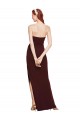 Affordable Sleeveless Strapless Stretch Crepe Burgundy Gold Long Prom Evening Dress Canada