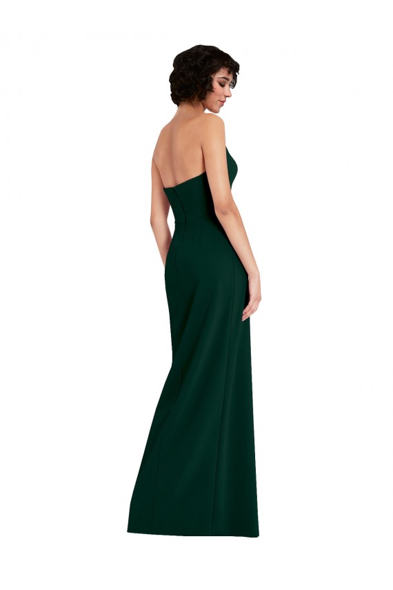 Affordable Sleeveless Strapless Stretch Crepe Midnight Green Long Prom Dress Canada