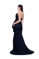 Affordable Sleeveless Strapless Stretch Crepe Dark Navy Sweep Train Prom Dress Canada