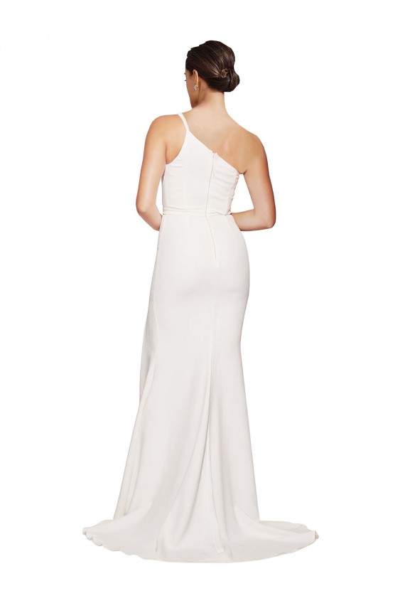 Affordable Sleeveless Strapless Stretch Crepe Ivory Sweep Train Prom Dress Canada