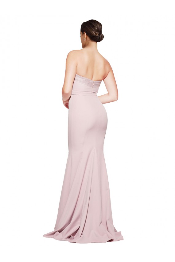 Affordable Sleeveless Strapless Stretch Crepe Mauve Sweep Train Prom Dress Canada