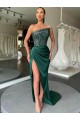 Affordable Sleeveless Strapless Velvet Sequin Sweep Train Prom Dress Canada