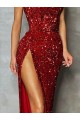 Affordable Sleeveless Strapless Velvet Sequin Burgundy Long Prom Dress Canada