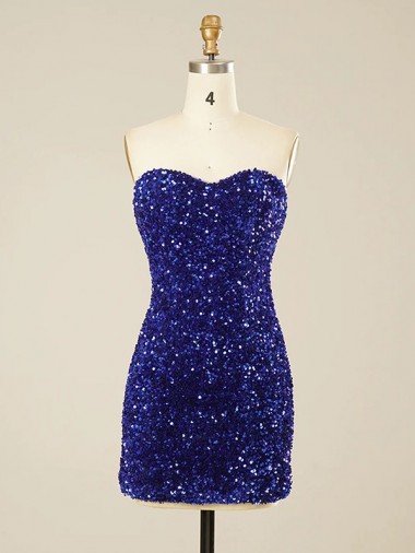 Affordable Sleeveless Sweetheart Velvet Sequin Short Prom Dress Canada