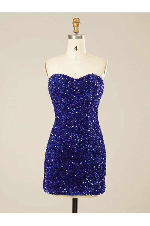 Affordable Sleeveless Sweetheart Velvet Sequin Short Prom Dress Canada