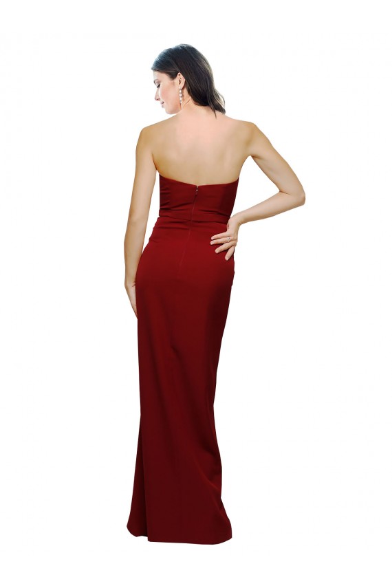 Affordable Sleeveless Sweetheart Stretch Crepe Burgundy Long Prom Dress Canada