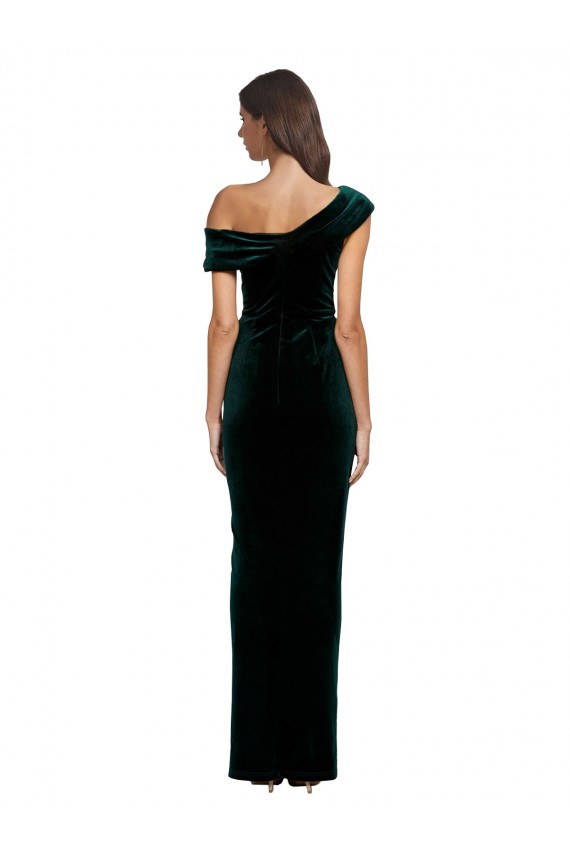 Affordable Sleeveless Sweetheart Stretch Velvet Dark Green Long High Low Prom Dress Canada