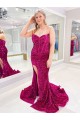 Affordable Sleeveless Sweetheart Velvet Sequin Sweep Train Prom Dress Canada