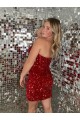 Affordable Sleeveless Sweetheart Velvet Sequin Burgundy Short Prom Dress Canada