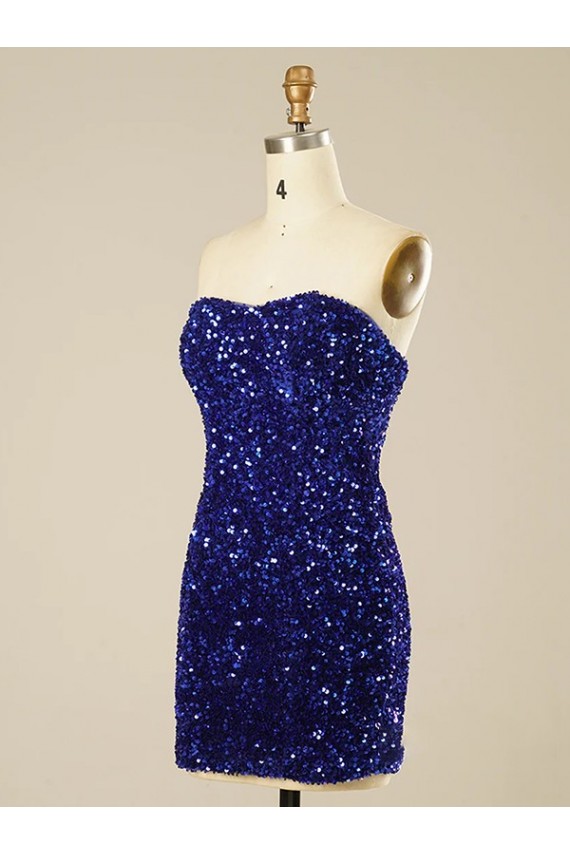 Affordable Sleeveless Sweetheart Velvet Sequin Short Prom Dress Canada