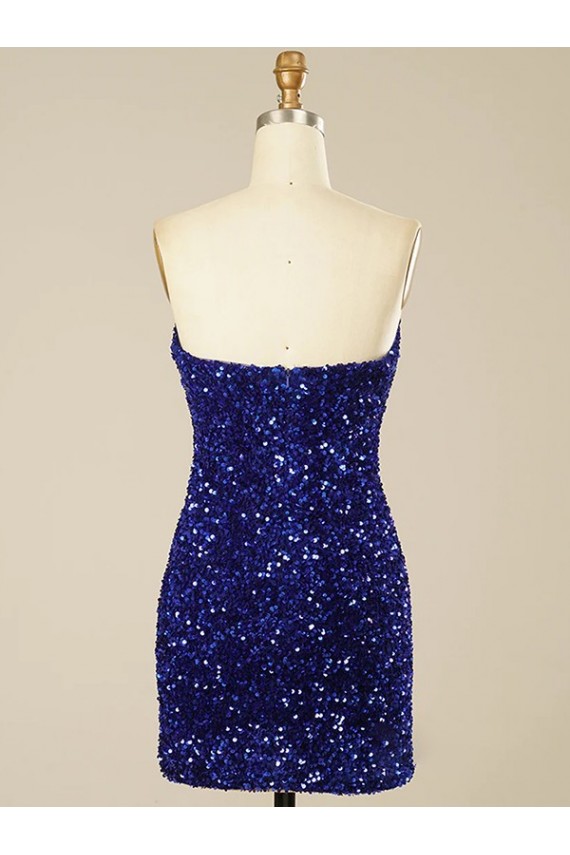 Affordable Sleeveless Sweetheart Velvet Sequin Short Prom Dress Canada