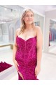 Affordable Sleeveless Sweetheart Velvet Sequin Sweep Train Prom Dress Canada