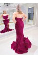 Affordable Sleeveless Sweetheart Velvet Sequin Sweep Train Prom Dress Canada