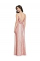 Affordable Sleeveless V-Neck Sequin Rose Gold Long Low Back Prom Dress Canada