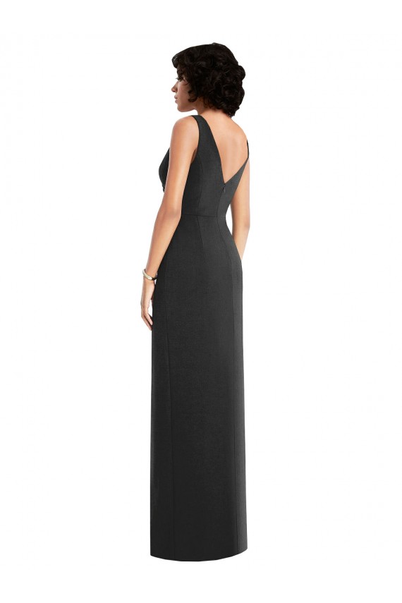 Affordable Sleeveless V-Neck Spandex Black Sheath Long Prom Dress Canada