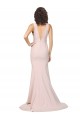 Affordable Sleeveless V-Neck Stretch Crepe Pink Sweep Train Black Tie Prom Dress Canada