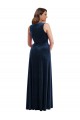 Affordable Sleeveless V-Neck Stretch Velvet Dark Navy Long Plus Size Formal Prom Dress Canada