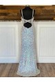 Affordable Sleeveless V-Neck Velvet Sequin Sweep Train Evening Prom Dress Canada