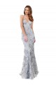 Affordable Sleeveless High Neck Stretch Crepe & Sequin Tulle Silver Long Prom Dress Canada