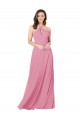Affordable Sleeveless Halter Neck Soft Chiffon Skin Pink Long Prom Dress Canada