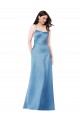 Affordable Sleeveless Square Neck Satin Sky Blue Long Prom Dress Canada