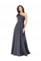 Affordable Sleeveless One Shoulder Satin Slate Grey Long Prom Dress Canada
