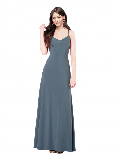 Affordable Sleeveless V-Neck Spandex Slate Grey Long Prom Dress Canada