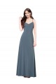 Affordable Sleeveless V-Neck Spandex Slate Grey Long Prom Dress Canada