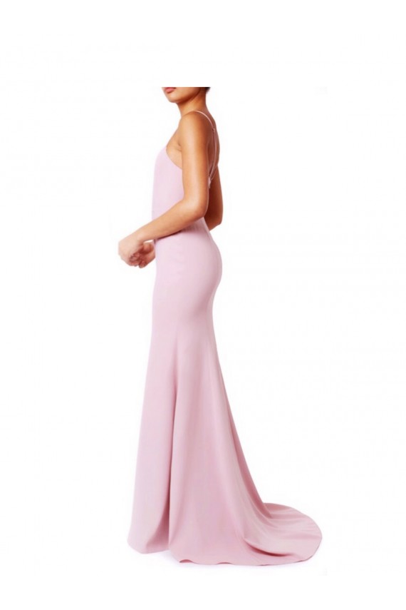 Affordable Sleeveless Square Neck Stretch Crepe Pink Long Prom Dress Canada
