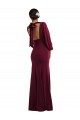 Affordable Long Sleeves Bateau Neck Stretch Crepe Burgundy Gold Long Prom Dress Canada