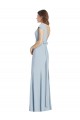 Affordable Cap Sleeves Bateau Neck Stretch Crepe Light Sky Blue Long Prom Dress Canada