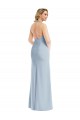 Affordable Sleeveless Halter Neck Stretch Crepe Light Sky Blue Long Open Back Evening Prom Dress Canada