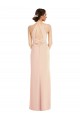 Affordable Sleeveless Halter Neck Stretch Crepe Nude Long Prom Dress Canada