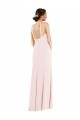 Affordable Sleeveless Halter Neck Stretch Crepe Pink Long Prom Evening Dress Canada