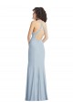 Affordable Sleeveless Halter Neck Stretch Crepe Light Sky Blue Long Criss Cross Back Prom Dress Canada