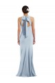 Affordable Sleeveless Jewel Neck Stretch Crepe Light Sky Blue Long Prom Dress Canada