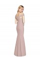 Affordable Sleeveless Off the Shoulder Stretch Crepe Dusty Pink Long Prom Dress Canada