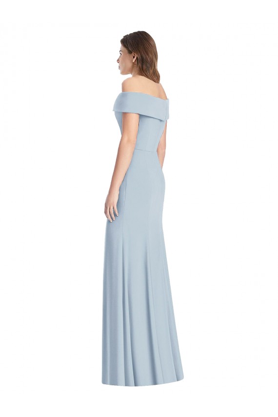 Affordable Sleeveless Off the Shoulder Stretch Crepe Light Sky Blue Long Evening Prom Dresses Canada