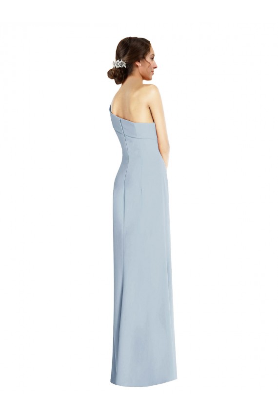 Affordable Sleeveless Off the Shoulder Stretch Crepe Light Sky Blue Long Prom Dress Canada