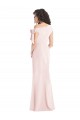 Affordable Cap Sleeves Off the Shoulder Stretch Crepe Pink Long Prom Dress Canada
