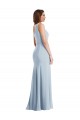 Affordable Sleeveless One Shoulder Stretch Crepe Light Sky Blue Long Prom Dresses Canada