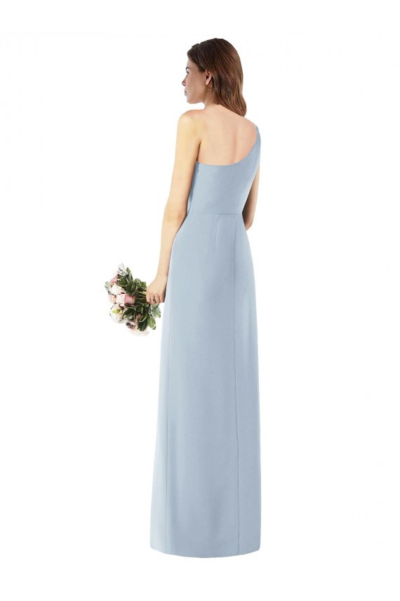 Affordable Sleeveless One Shoulder Stretch Crepe Light Sky Blue Long Prom Dress Canada