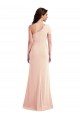 Affordable Cap Sleeves One Shoulder Stretch Crepe Nude Long Prom Dress Canada