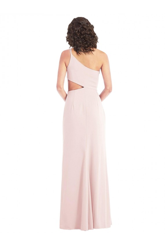 Affordable Sleeveless One Shoulder Stretch Crepe Pink Long Prom Dress Canada