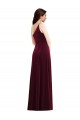 Affordable Sleeveless One Shoulder Stretch Velvet Burgundy Long Black Tie Prom Dress Canada