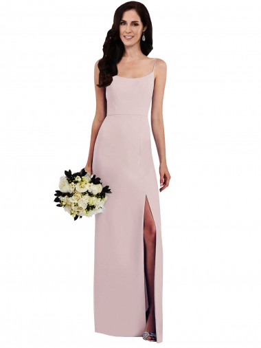 Affordable Sleeveless Spaghetti Straps Stretch Crepe Long Prom Dress Canada